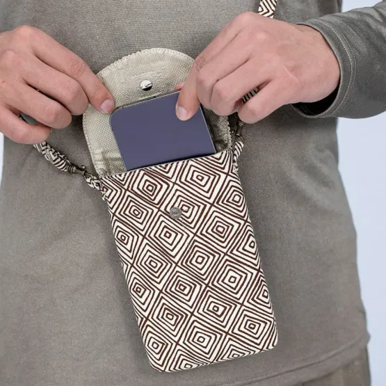 Phone Shoulder Bag (geometric brown)